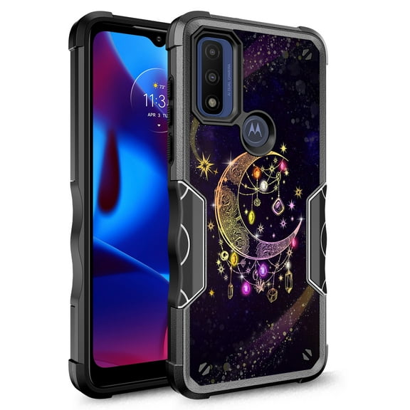 Moto G Pure Case, Moto G Power 2022 Case, Moto G Play 2022/2023 Case, Rosebono Hybrid Dual Layer Graphic Design Pattern Heavy Duty Protection Case For Motorola G Pure (Wiccan)