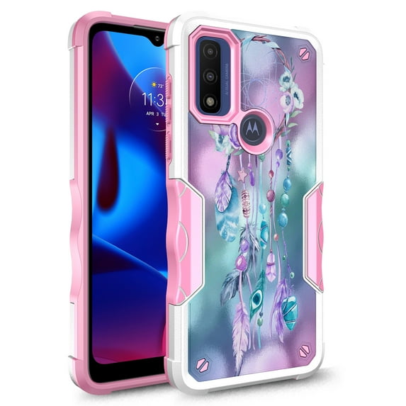 Moto G Pure Case, Moto G Power 2022 Case, Moto G Play 2022/2023 Case, Rosebono Hybrid Dual Layer Graphic Design Pattern Heavy Duty Protection Case For Motorola G Pure (Dream Catcher)