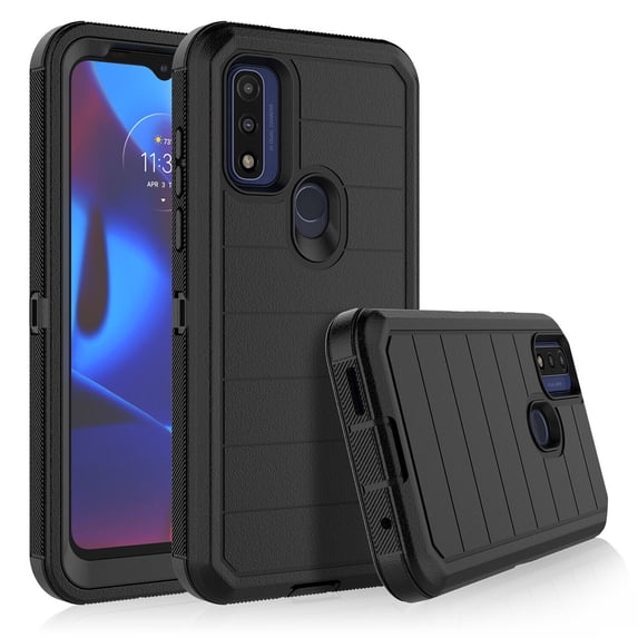 Moto G Pure Cases, 3 in 1 Sturdy Phone Case for Motorola Moto G Power 2022,Takfox Full-Body Shockproof Drop Protection Hybrid Bumper Rugged Rubber Cover Defend Matte Armor Phone Case -Black
