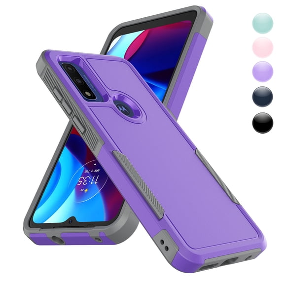 For Moto G Pure / G Power 2022 Case, 2 in 1 Heavy Duty Armor Shockproof Cases,Hisdou Hybrid Dual Layer Rubber Drop Protection Grip Plastic Bumper Sturdy Phone Cover for Moto G Pure -Purple
