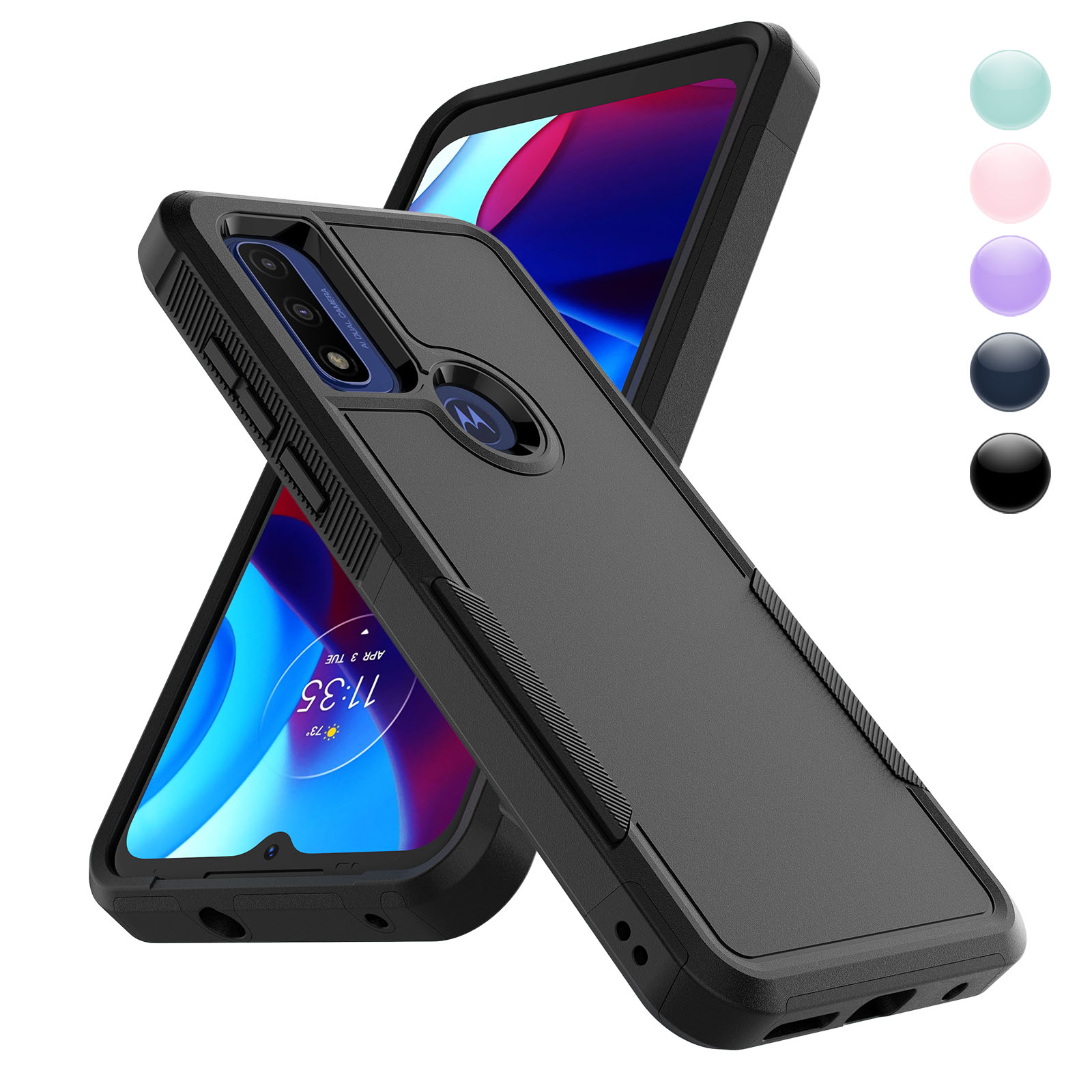 RanTuo Cover Antiurto Per Xiaomi Poco M5 – Custodia 2-in-1 TPU + PC, Design Corazzato Con Supporto Integrato, Protezione Militare 360° (Blu)