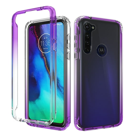 Moto G Stylus 2020 Case (NOT FOR 2021 VERSION), Moto G Pro Case, KAESAR Full-Body Rugged Ultra Transparency Hybrid Protective Case With Built-in Screen Protector for Moto G Stylus 2020/G Pro (Purple)