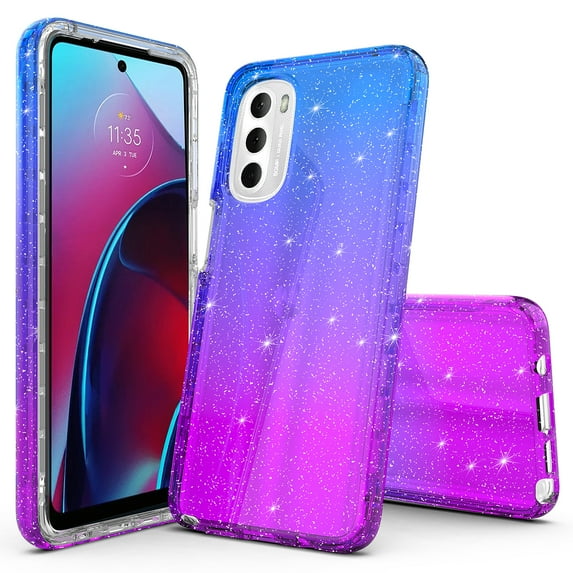 Rosebono Glitter Sparkle Cell Phone Case for Moto G Stylus, Blue & Purple