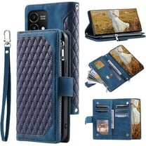 Moto G Stylus 2023 Case Leather Wallet for Women Men, Moto G Stylus 2023 Wallet case with Card Holder Zipper Pock Kickstand Wrist Strap Magnetic Flip Leather Shockpoof Silicone Full Cover case (Blue)