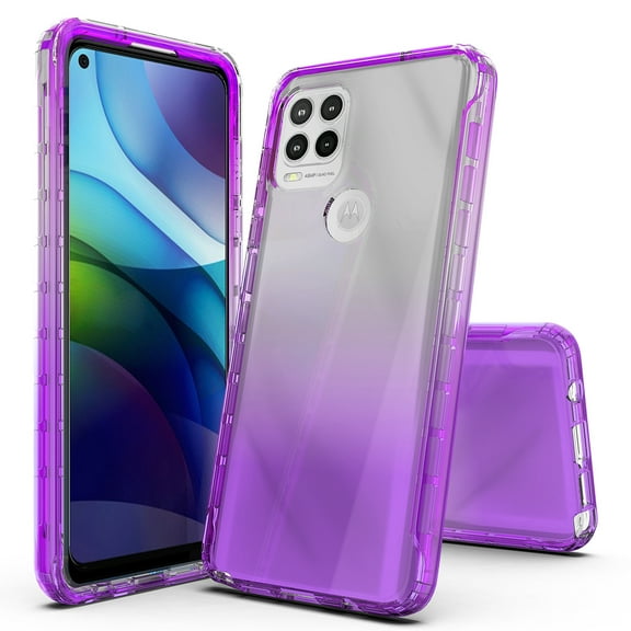 Moto G Stylus 5G 2021 Case, Rosebono Hybrid Gradient Transparent Soft TPU Clear Skin Cover 360 Protection Case For Moto G Stylus 5G 2021 (Purple)