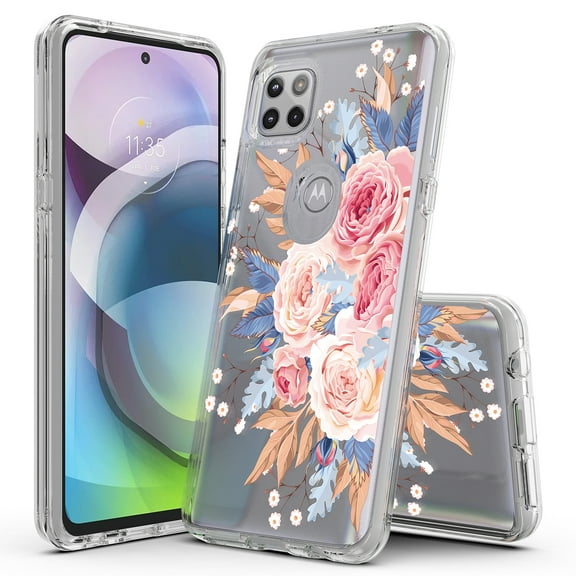 Moto G Stylus 5G (2021) Case, Rosebono Hybrid Graphic Design Pattern Hard Back Pannel Cover Case For Moto G Stylus 5G (2021) (Flower)