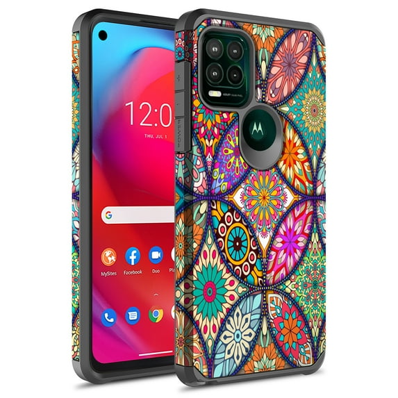 Moto G Stylus 5G 2021 Case, Rosebono Slim Hybrid Shockproof Hard Cover Graphic Fashion Colorful Skin Cover Armor Case for Moto G Stylus 5G 2021 (Colorful Mandala)