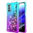 thumbnail image 1 of for Moto G Stylus 5G 2022 Case,with HD Screen Protector,Gradient Quicksand Glitter Liquid Floating Waterfall Durable Girls Cute Phone Case for Motorola G Stylus 5G 2022 (Teal/Purple), 1 of 8