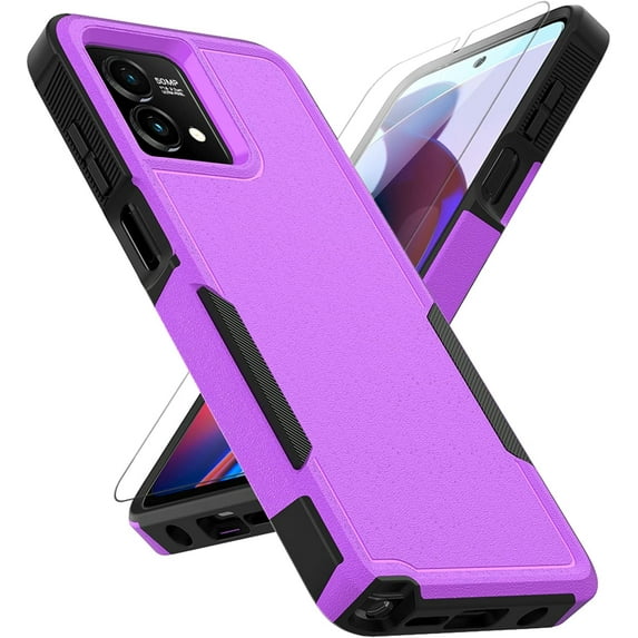 for Moto G Stylus 5G 2023 Case: Dual Layer Protective Heavy Duty Cell Phone Cover Shockproof Rugged with Screen Protector - Military Protection Bumper Tough - Motorola Moto G Stylus 5G 2023, Purple