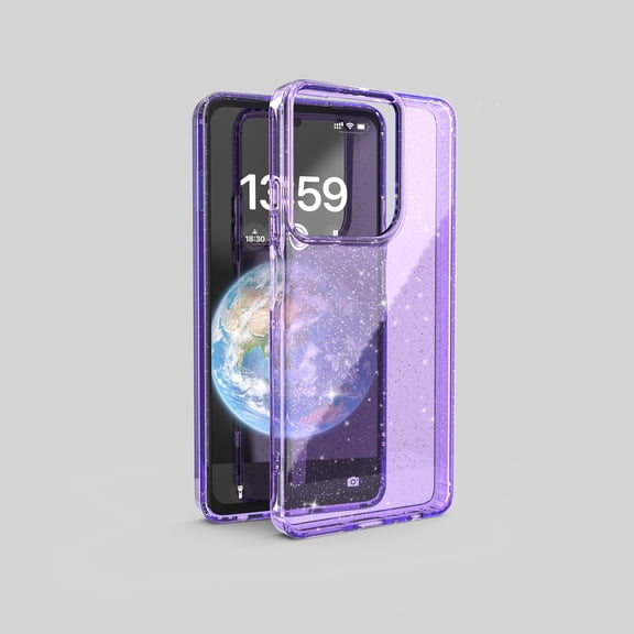 for Moto G Stylus 5G (2024) Case Clear Glitter, Cute Sparkle Bling Sparkly Shiny Cover for Women Girly Aesthetic Design, Transparent Slim Flexible Soft TPU, Non-Yellowing, Wireless Charging,Purple