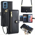 thumbnail image 1 of For Moto G Stylus 5G 2024 Wallet Case, Crossbody Shoulder Strap Zipper Pocket Cards Holder Shockproof Premium PU Leather Portable Phone Case for Motorola G Stylus 5G 2024, Black, 1 of 8