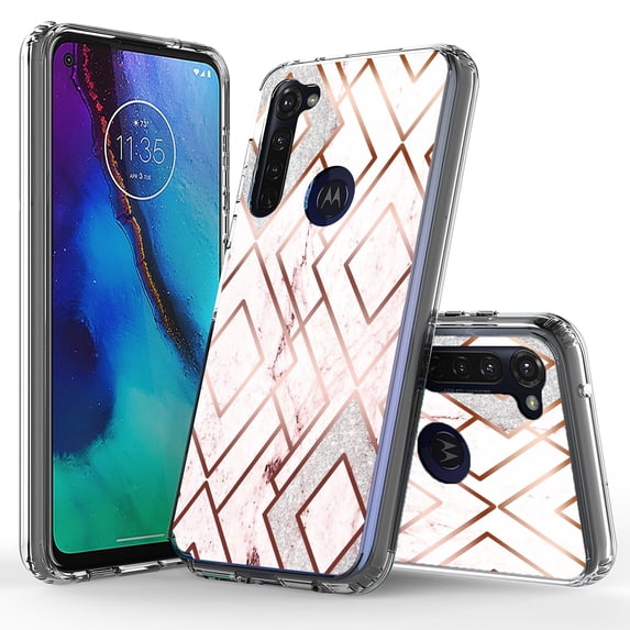 Moto G Stylus Case, Moto G Pro Case, KAESAR Hybrid Bling Glitter Sparkle Diamond Rhombus Marble Graphic Fashion Cute Colorful Skin Cover Shockproof Case for Moto G Stylus/G Pro