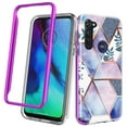 thumbnail image 1 of Moto G Stylus Case, Moto G Pro Case, Rosebono Hybrid Dual-Layered IMD Design Graphic Purple Marble and Flower Anti-Scratch Drop Protection Skin Cover Shockproof Case for Moto G Stylus, 1 of 4