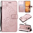 thumbnail image 1 of For Moto G power 2021 Wallet Case, Kickstand Case with Credit Card Holder, Embossed Butterfly Pattern with Strap Premium PU Leather Magnetic Closure Shockproof Protective Flip Cover, Rosegold, 1 of 8