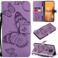 thumbnail image 1 of For Moto G power 2021 Wallet Case, Kickstand Case with Credit Card Holder, Embossed Butterfly Pattern with Strap Premium PU Leather Magnetic Closure Shockproof Protective Flip Cover, Purple, 1 of 8