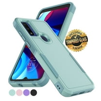 for Moto G pure / G Power 2022 Case, Full Body Shockproof Cover [with a Screen Protector] Slim Lightweight Heavy Duty Fit Protective Phone Case for Motorola Moto G Power 6.5 Inch -Turquoise