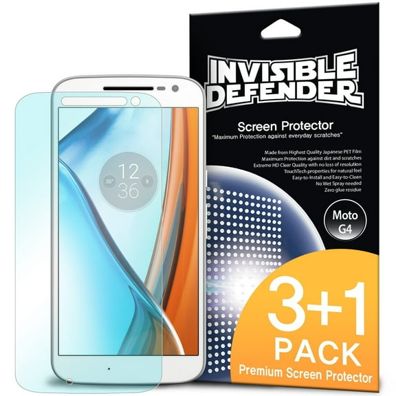 Moto G4 2016 Screen Protector - Invisible Defender [3+1 Free/MAX HD CLEARNESS][Case Compatible] Perfect Touch Precision High Definition (HD) Clear Film