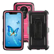 for Moto G7 Play Case,Built-in Screen Protector Heavy Duty Full-Body Rugged Holster Armor Case [Belt Clip][Kickstand] for Motorola G7 Play 5.7 Inches(Rose Red)