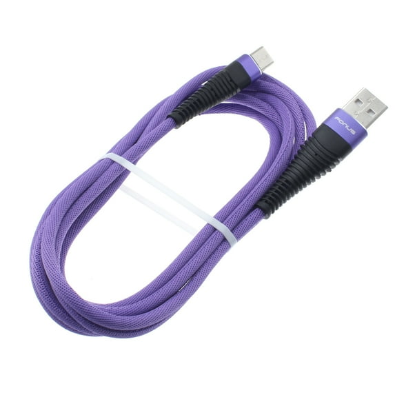 Moto G7 Power - Purple 6ft USB Cable, Type-C Charger Cord Power Wire USB-C Long Braided Fast Charge Sync for Motorola Moto G7 Power Phone