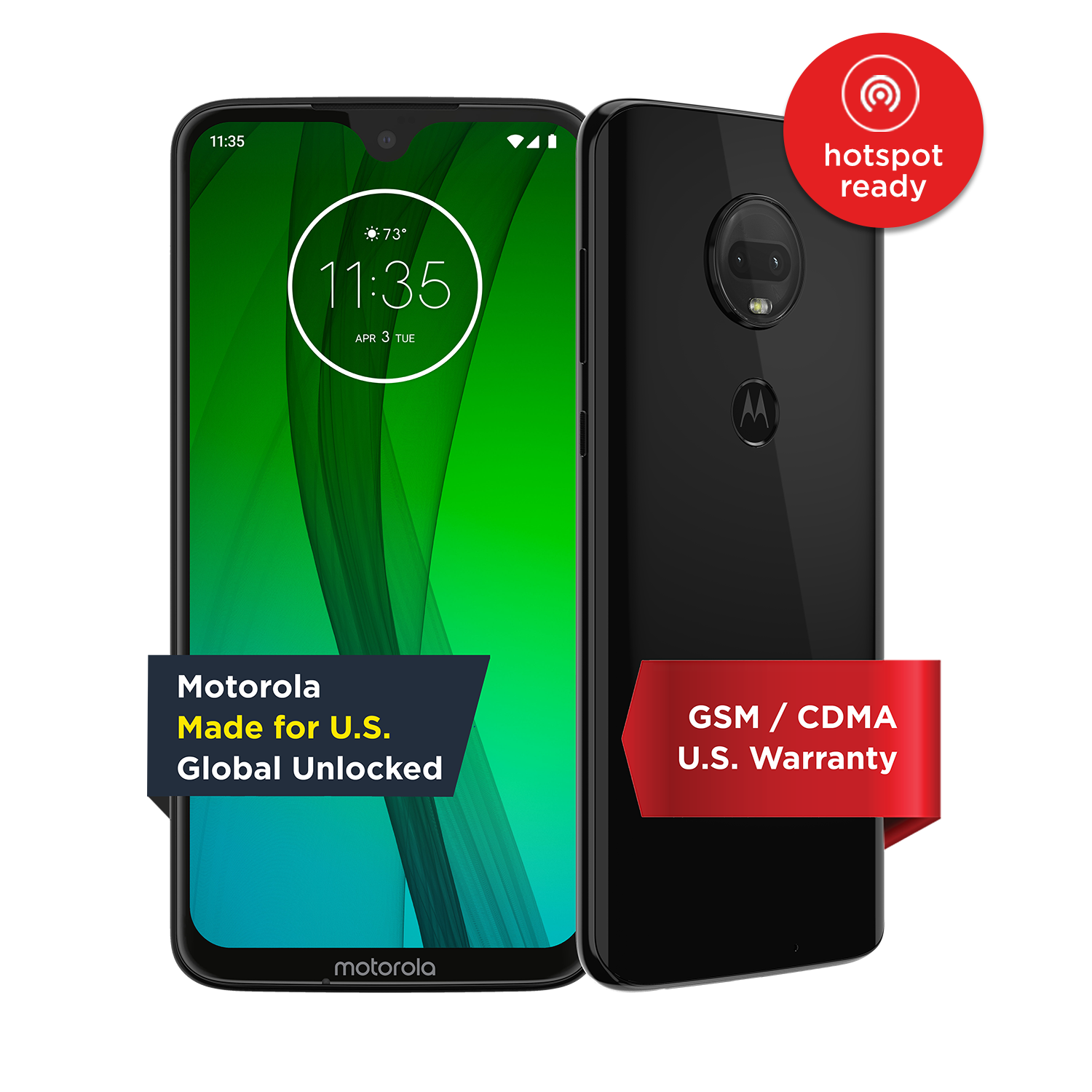 Moto G7 – Unlocked Smartphone – 64 GB – Ceramic Black (US Warranty) - image 1 of 11