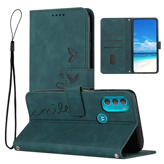 For Moto G71 Case 5G, Allytech Wallet Case Magnetic Folio Embossed Full Protection PU Leather Kickstand Credit Card Holder Slots Wrist Strap Flip Cover for Motorola Moto G71 5G, Green