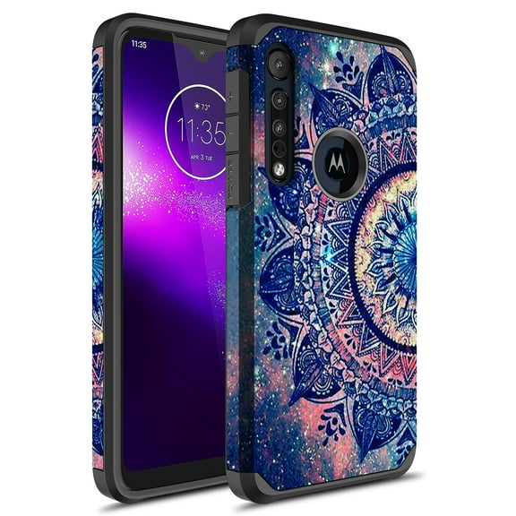 Moto G8 Play Case, KAESAR Slim Hybrid Dual Layer Shockproof Hard Cover Graphic Fashion Cute Colorful Silicone Skin Cover Armor Case for Moto G8 Play (Mandala)