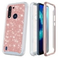 thumbnail image 1 of for Moto G8 Power LITE (NOT FOR G8 POWER) Glitter Case Phone Case Dual Layer Full-Body Rugged Clear Back Case Drop Resistant Shockproof Case with Built In Screen Protector (Rose Gold), 1 of 4
