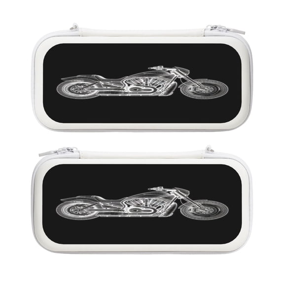 Moto Hologram (2), Carrying Case For Nintendo Switch & OLED Version, Eva Lightweight Shockproof Protective Pouch Case for Game Console & Accessories with 10 Game Card Slot & Wristband, White