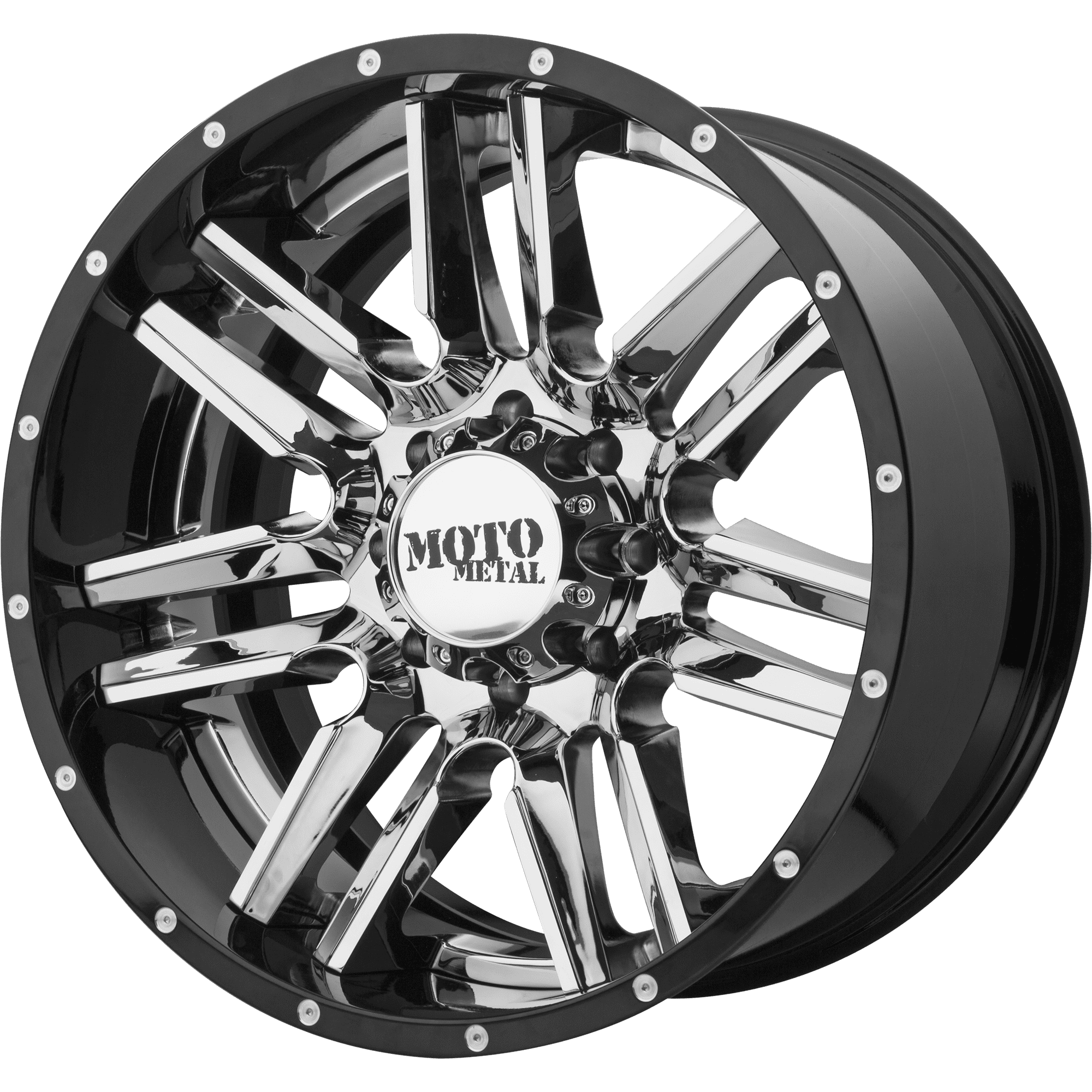 Moto Metal Aluminum Rim MO202 20X12in Chrome Center Gloss Black Milled ...