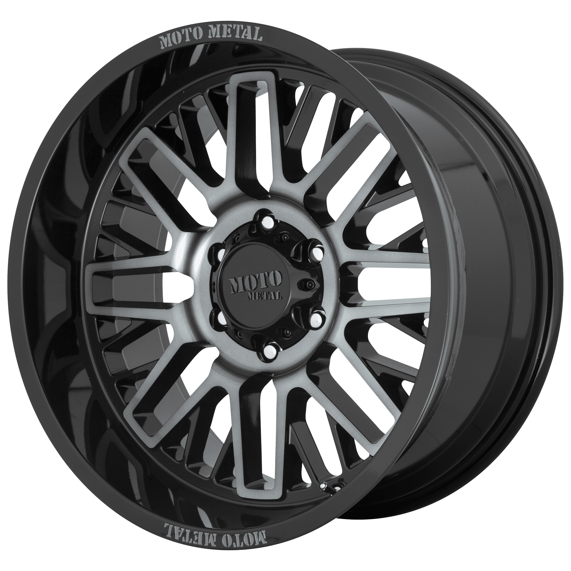 Moto Metal Mo802 20X10 5X127 -18Et 87.1Cb Gloss Black Machined With Gray Tint Wheel