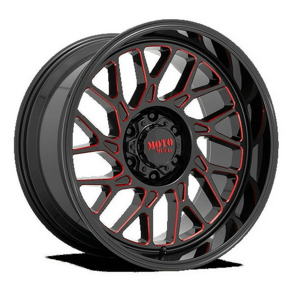 Moto Metal Mo805 22X10 5X127 -18Et 87.1Cb Gloss Black Milled With Red Tint Wheel