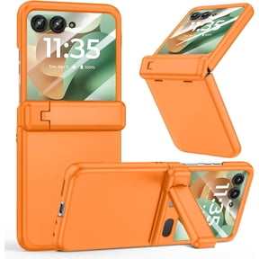 for Moto Razr 2025/ Razr 2024 Case, [Not fit Ultra 2025/ Plus 2025], with Hinge Protection & Built-in Screen Protector & Kickstand Full Body Protective Cover for Motorola Razr 2025/2024 - Orange