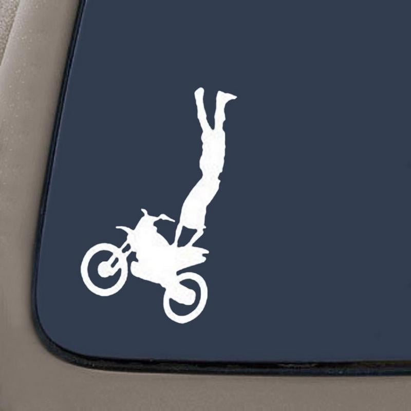 Moto X Rearseat Grab Dirt Bike Car Window Wall Laptop Decal Sticker | Premium White | Car Truck Van SUV Laptop Macbook Wall Decals