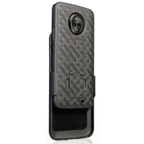 Moto Z2 Force Case , Moto Z2 Play Case, Belt Clip Holster Cover Shell Kickstand Criss Cross Black New Plaid Design For Motorola Moto Z2 Play / Moto Z2 Force