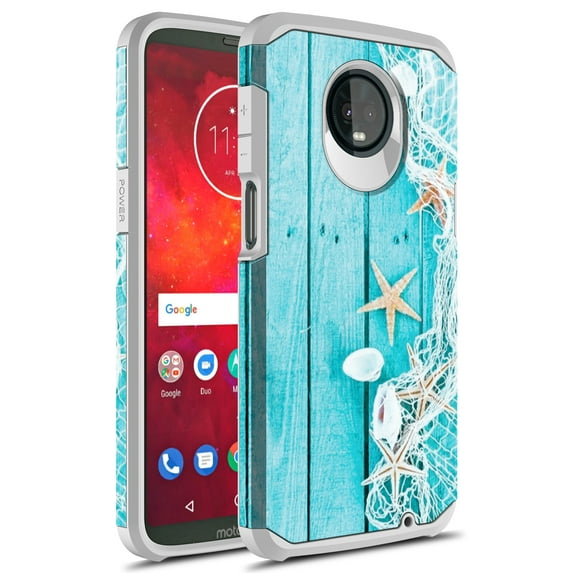 Moto Z3 Case, Moto Z3 Play Case, Rosebono Slim Hybrid Shockproof Hard Cover Graphic Fashion Colorful Skin Cover Armor Case For Moto Z3 Play (Starfish)