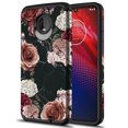 thumbnail image 1 of Moto Z4 Case, Moto Z4 Play Case Kaesar Slim Hybrid Dual Layer Shockproof Hard Cover Graphic Fashion Cute Colorful Silicone Skin Cover Armor Case for Moto Z4 Play (Black Marble Flower), 1 of 5
