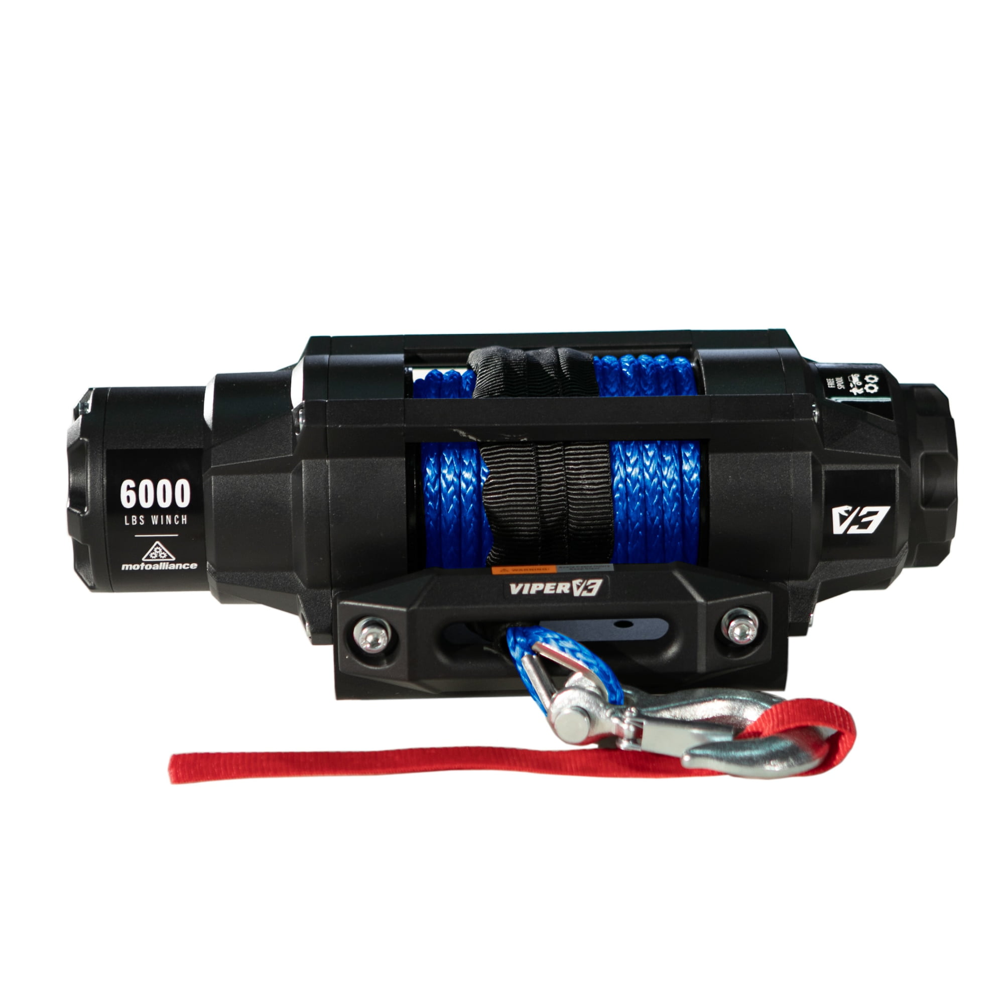 MotoAlliance UTV/ATV 6000lb Wide Spool Winch Kit - 1.1 HP 60 feet Blue Synthetic Winch Rope for Off Road Trailer Towing - VIPER V3 Waterproof Winch