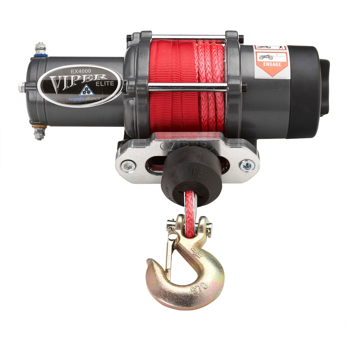 MotoAlliance VIPER Elite ATV/UTV Winch 4000lb 40 feet RED Synthetic