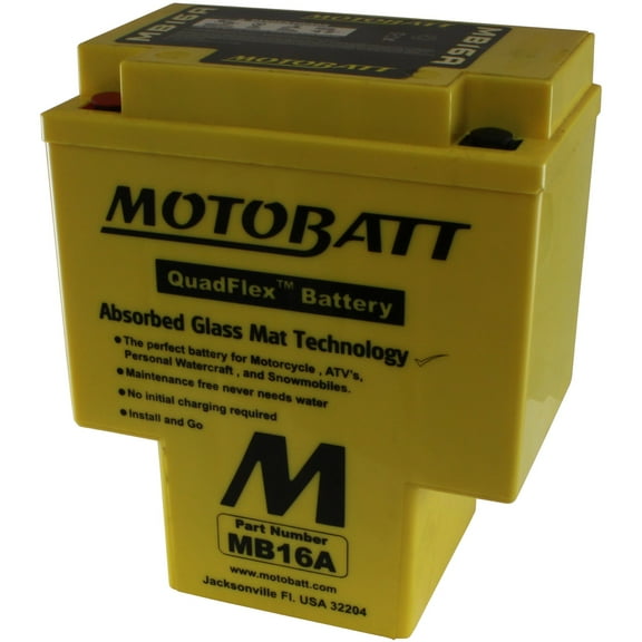 MotoBatt MB16A 19Ah 200 CCA AGM Powersports Battery replaces HYB16A-A HYB16A-AB