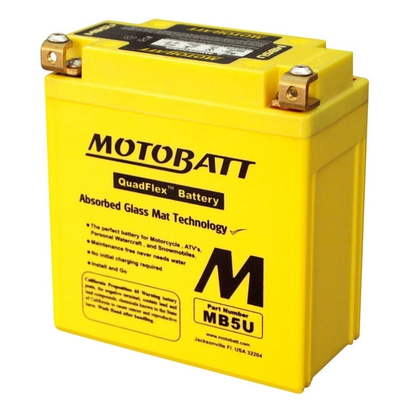 MotoBatt MB5U (12V 7 Amp) 105CCA Factory Activated QuadFlex AGM Battery
