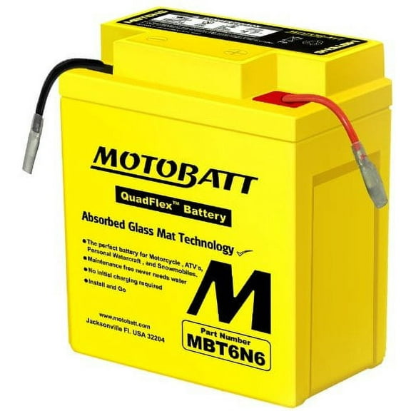 MotoBatt MBT6N6 (6V 6 Amp) Factory Activated Maintenance Free QuadFlex AGM Battery