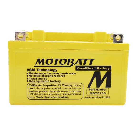 MotoBatt MBTZ10S 8.6Ah 190 CCA AGM Powersports Battery replaces YTZ10S