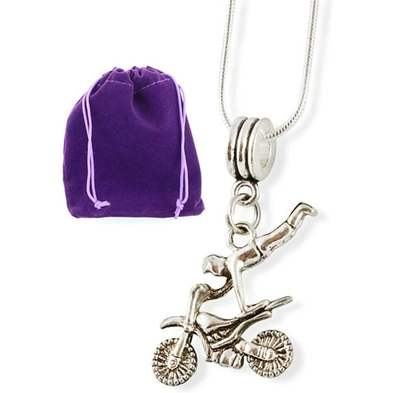 MotoCross Superman Necklace | Jump Pose Snake Chain Necklace 100% Stainless Steel Snake Chain