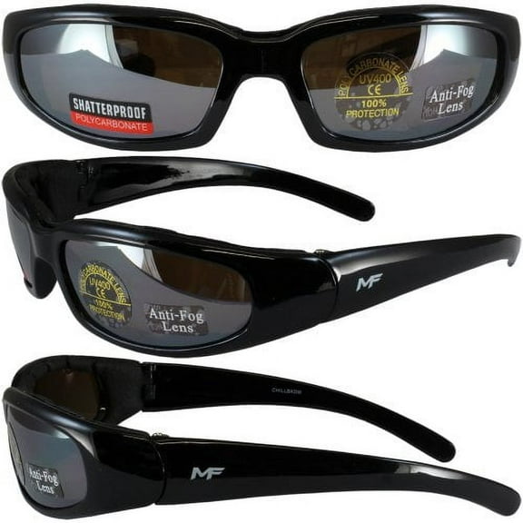 MotoFrames MF Chill Padded Motorcycle Sunglasses Black Frames Driving Mirror Lenses