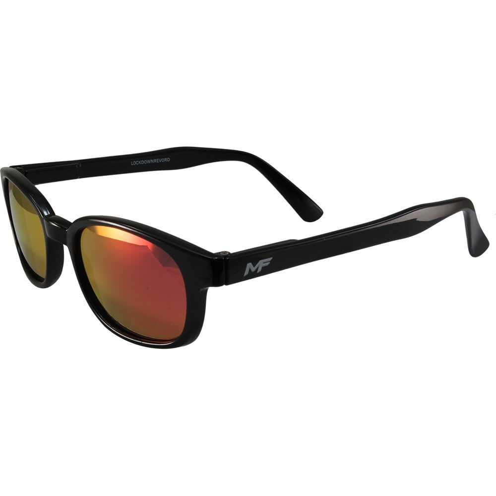 MotoFrames MF Lockdown Motorcycle Riding Sunglasses Black Frames RED G