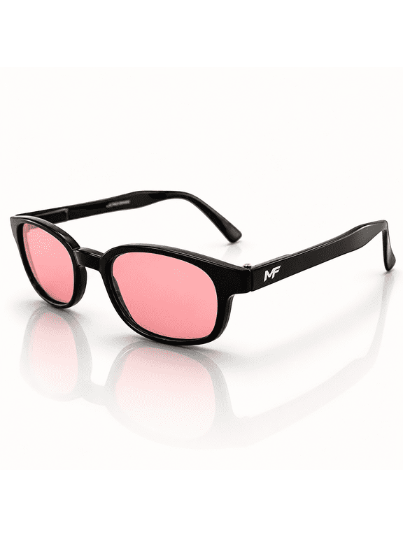 MotoFrames MF Lockdown Motorcycle Riding Sunglasses Black Frames Rose Lenses
