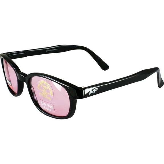 MotoFrames MF Lockdown Motorcycle Riding Sunglasses Black Frames Rose Lenses