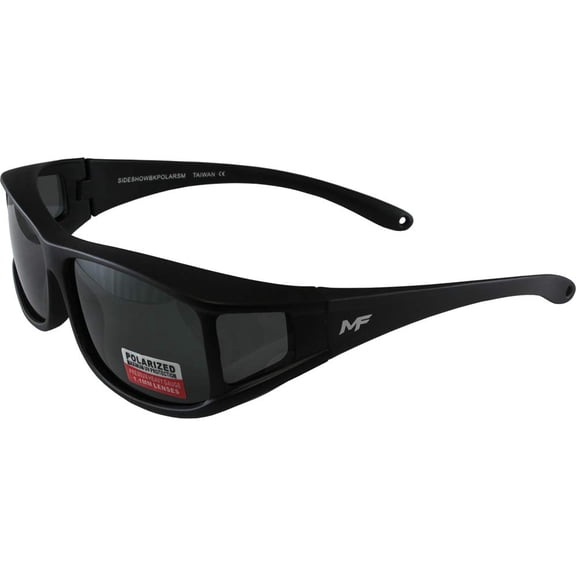 MotoFrames MF Sideshow Motorcycle Safety Sunglasses Matte Black Frame Polarized Smoke Lens