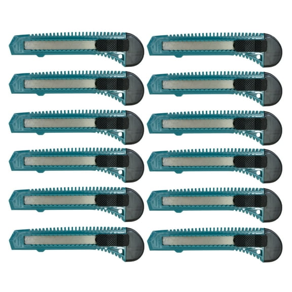 MotoProducts 12 Bulk Turquoise Retractable Utility Knife Wholesale 6 inch Manual Lock Box Cutter Snap Off Blade