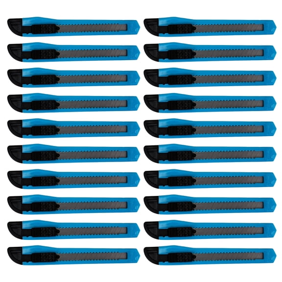 MotoProducts 20 Sky Blue Small Retractable Utility Knife Wholesale 5 inch Manual Lock Box Cutter Snap Off Blade